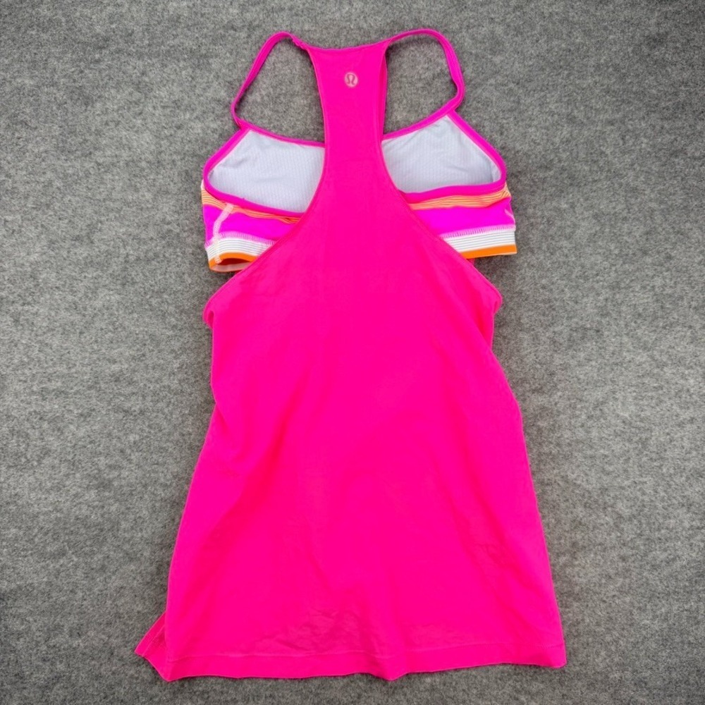 lululemon athletica Hot Pink Racerback Tank with Striped Sports Bra Detail